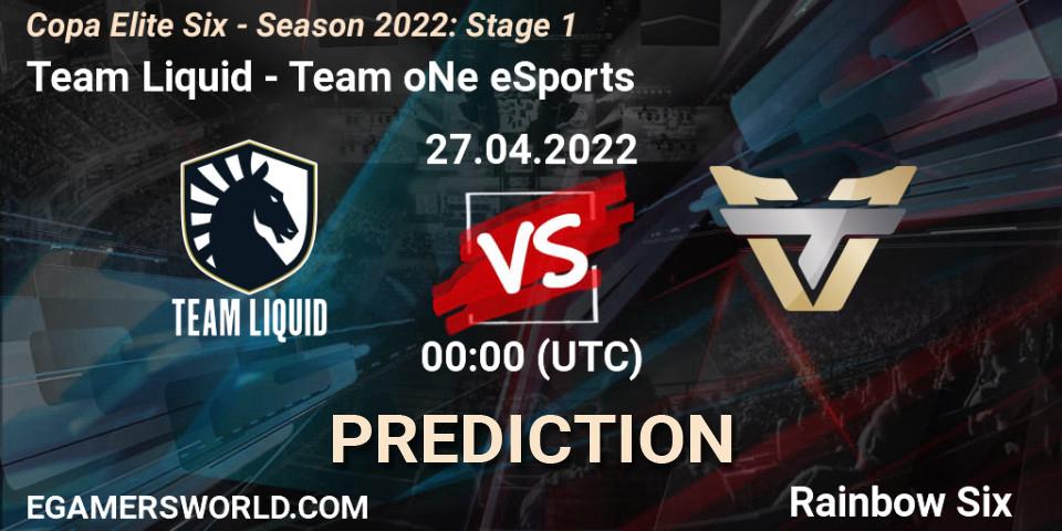 Team Liquid - Team oNe eSports: ennuste. 27.04.2022 at 00:00, Rainbow Six, Copa Elite Six - Season 2022: Stage 1