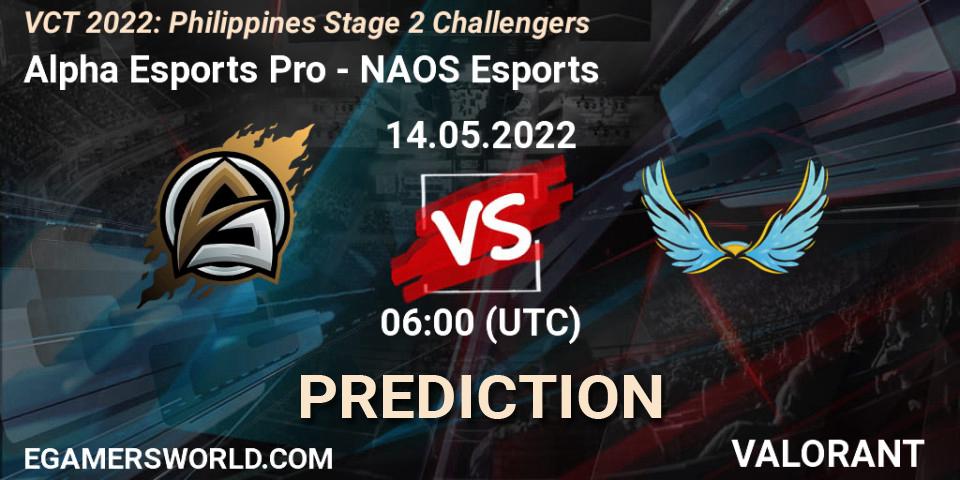 Alpha Esports Pro - NAOS Esports: ennuste. 14.05.2022 at 06:00, VALORANT, VCT 2022: Philippines Stage 2 Challengers