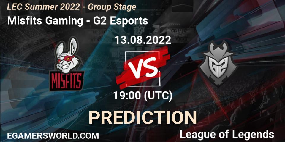 Misfits Gaming - G2 Esports: ennuste. 13.08.22, LoL, LEC Summer 2022 - Group Stage