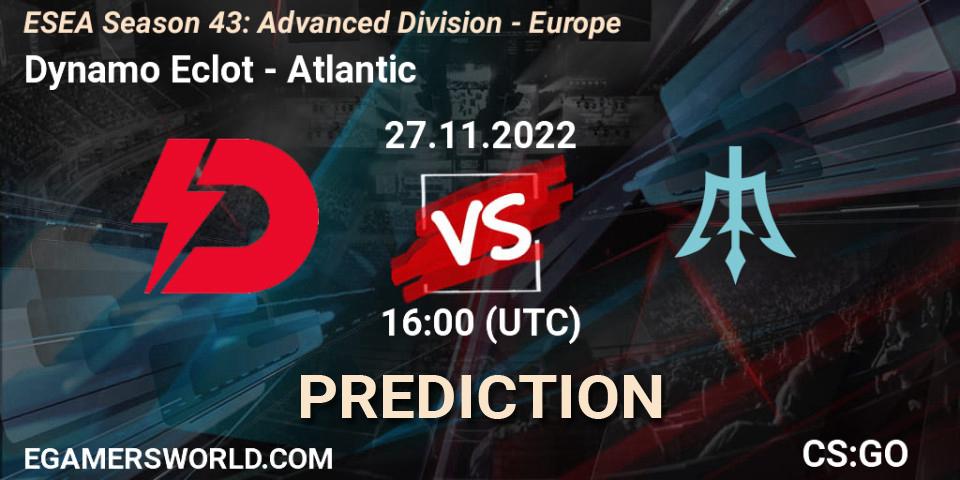 Dynamo Eclot - Atlantic: ennuste. 27.11.22, CS2 (CS:GO), ESEA Season 43: Advanced Division - Europe