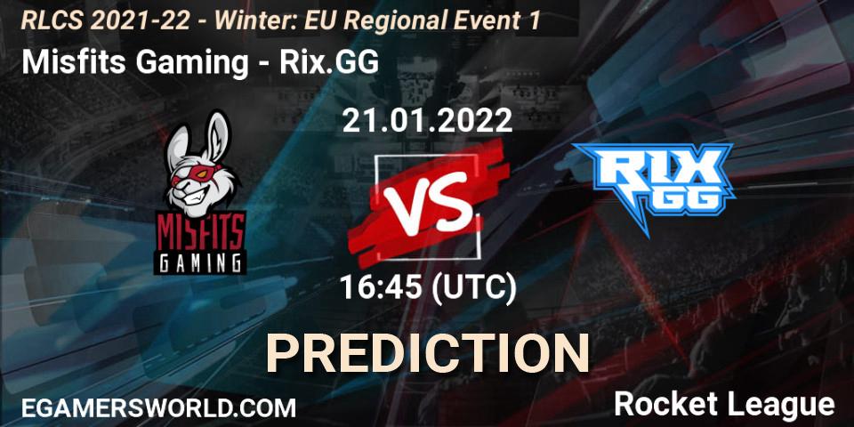 Misfits Gaming - Rix.GG: ennuste. 21.01.2022 at 16:45, Rocket League, RLCS 2021-22 - Winter: EU Regional Event 1