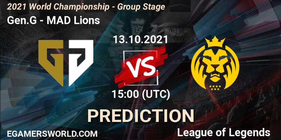 Gen.G - MAD Lions: ennuste. 18.10.2021 at 11:00, LoL, 2021 World Championship - Group Stage