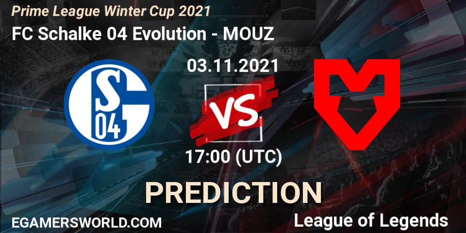 FC Schalke 04 Evolution - MOUZ: ennuste. 03.11.2021 at 17:00, LoL, Prime League Winter Cup 2021