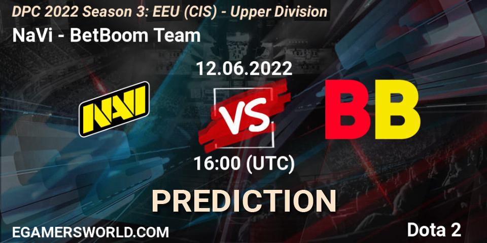 NaVi - BetBoom Team: ennuste. 12.06.2022 at 17:25, Dota 2, DPC EEU (CIS) 2021/2022 Tour 3: Division I