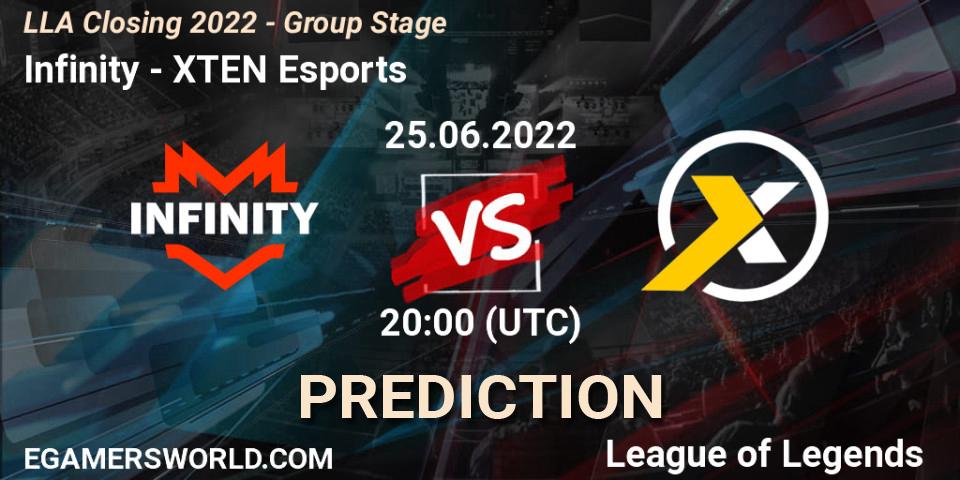 Infinity - XTEN Esports: ennuste. 25.06.2022 at 23:00, LoL, LLA Closing 2022 - Group Stage