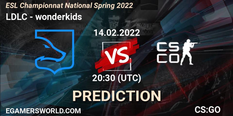 LDLC - wonderkids: ennuste. 14.02.2022 at 20:30, Counter-Strike (CS2), ESL Championnat National Spring 2022