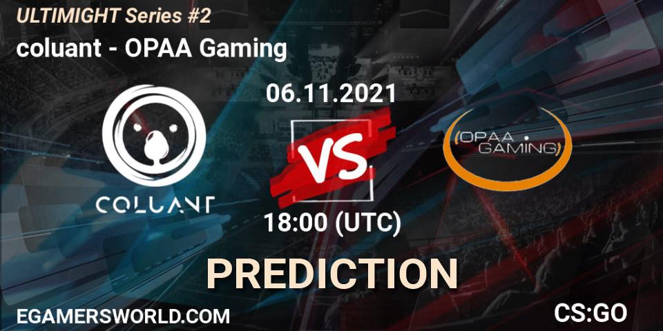 coluant - OPAA Gaming: ennuste. 06.11.2021 at 18:30, Counter-Strike (CS2), Let'sGO ULTIMIGHT Series #2
