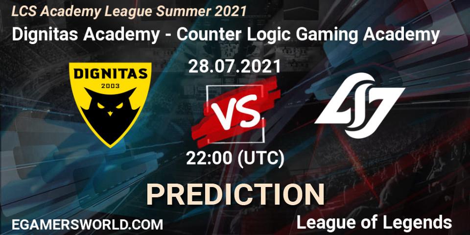 Dignitas Academy - Counter Logic Gaming Academy: ennuste. 28.07.21, LoL, LCS Academy League Summer 2021