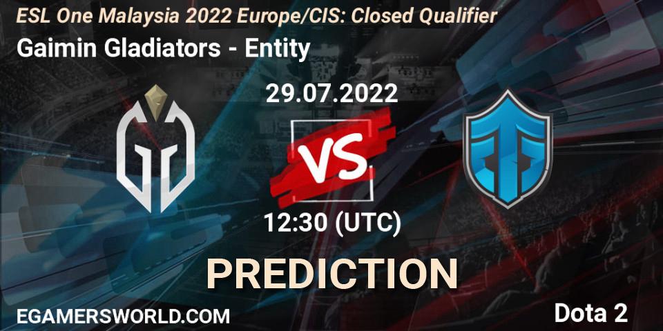 Gaimin Gladiators - Entity: ennuste. 29.07.2022 at 12:31, Dota 2, ESL One Malaysia 2022 Europe/CIS: Closed Qualifier