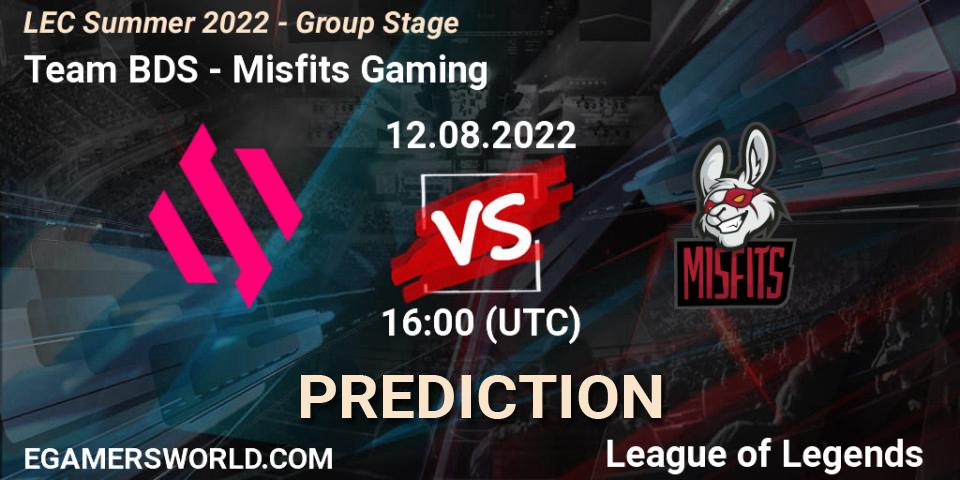 Team BDS - Misfits Gaming: ennuste. 12.08.22, LoL, LEC Summer 2022 - Group Stage