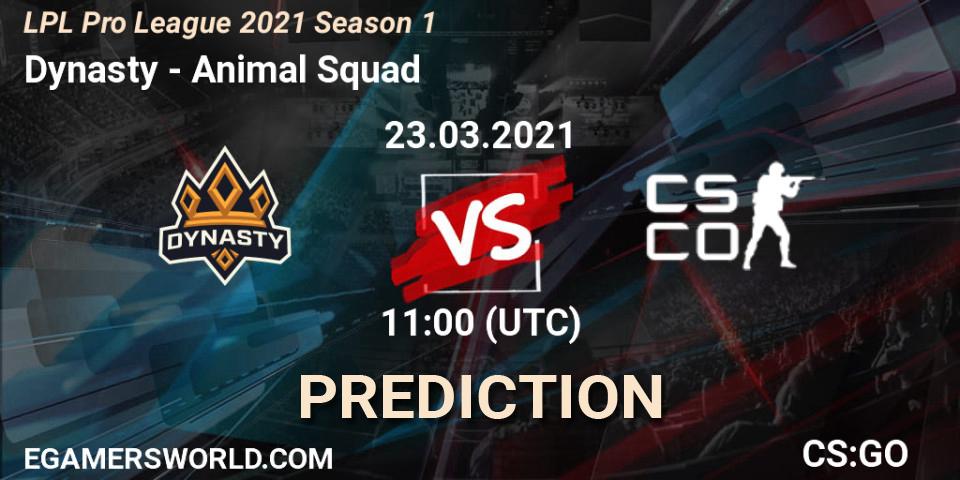 Dynasty - Animal Squad: ennuste. 23.03.2021 at 10:40, Counter-Strike (CS2), LPL Pro League 2021 Season 1