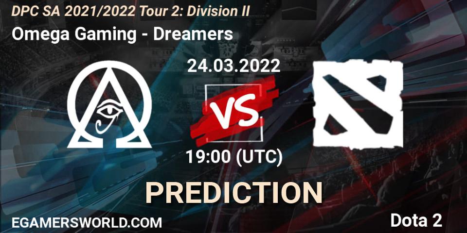 Omega Gaming - Dreamers: ennuste. 24.03.2022 at 19:00, Dota 2, DPC 2021/2022 Tour 2: SA Division II (Lower)