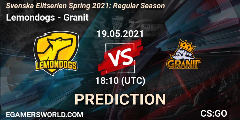 Lemondogs - Granit: ennuste. 19.05.21, CS2 (CS:GO), Svenska Elitserien Spring 2021: Regular Season
