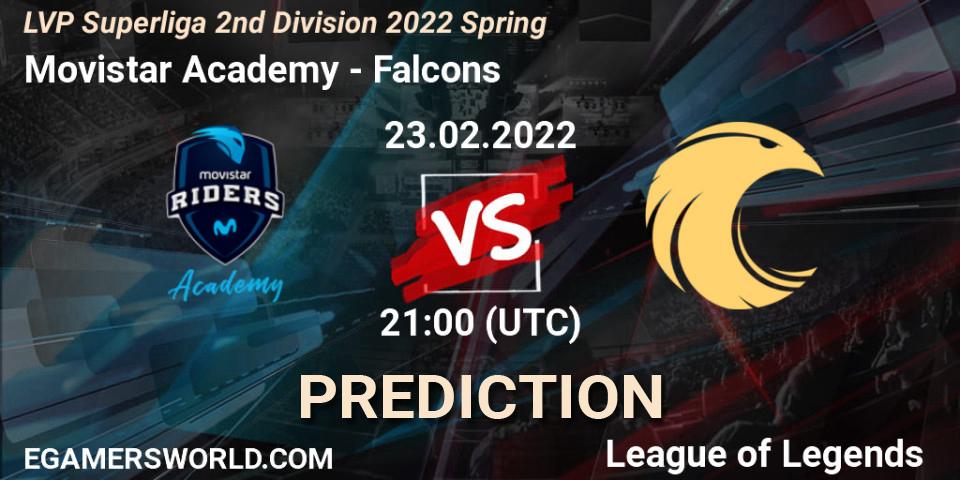 Movistar Academy - Falcons: ennuste. 23.02.2022 at 17:00, LoL, LVP Superliga 2nd Division 2022 Spring