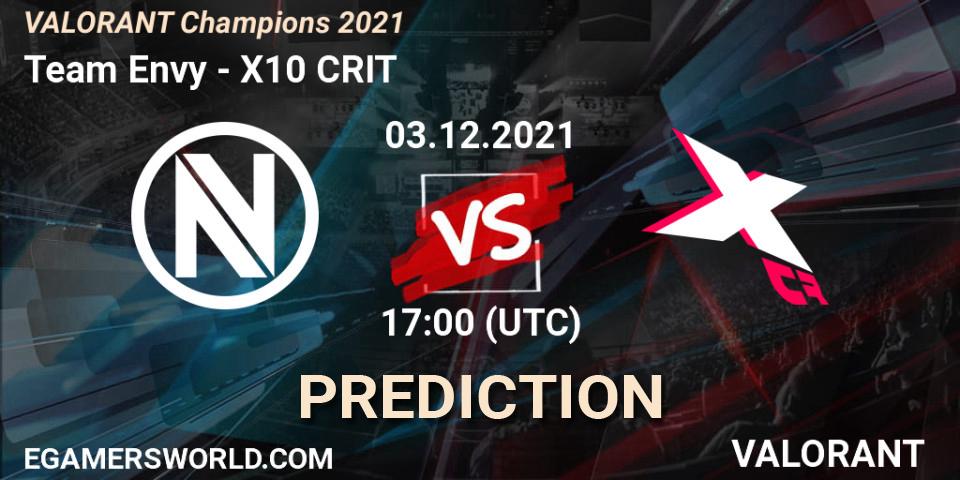 Team Envy - X10 CRIT: ennuste. 03.12.2021 at 21:30, VALORANT, VALORANT Champions 2021