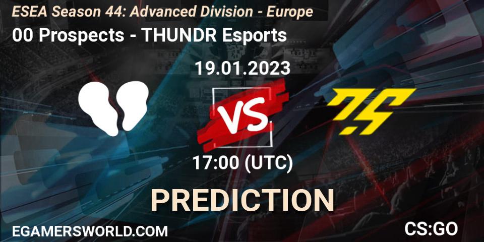 00 Prospects - THUNDR Esports: ennuste. 19.01.2023 at 17:00, Counter-Strike (CS2), ESEA Season 44: Advanced Division - Europe