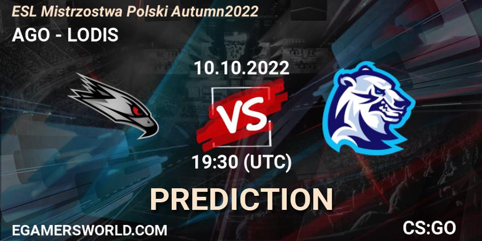 AGO - LODIS: ennuste. 10.10.2022 at 19:30, Counter-Strike (CS2), ESL Mistrzostwa Polski Autumn 2022