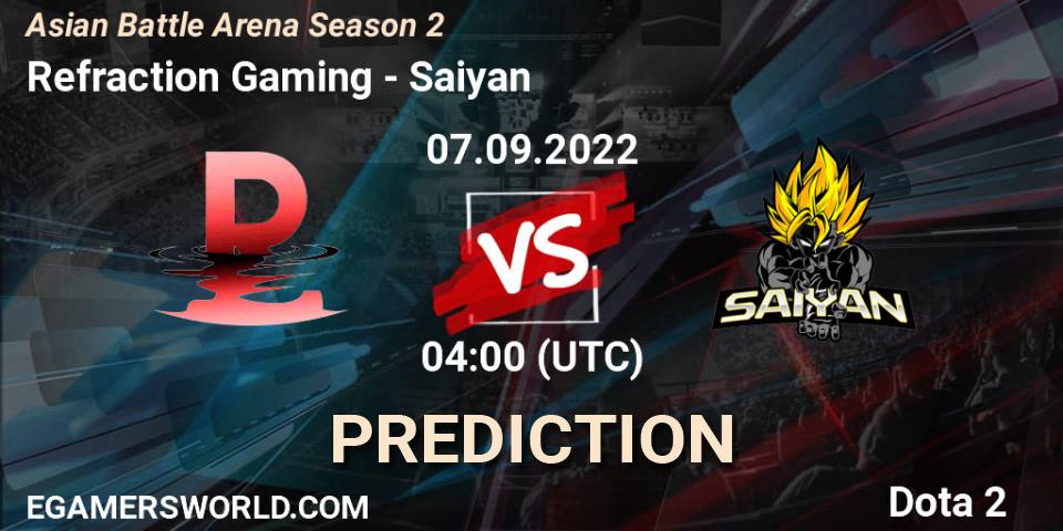 Refraction Gaming - Saiyan: ennuste. 07.09.2022 at 04:28, Dota 2, Asian Battle Arena Season 2