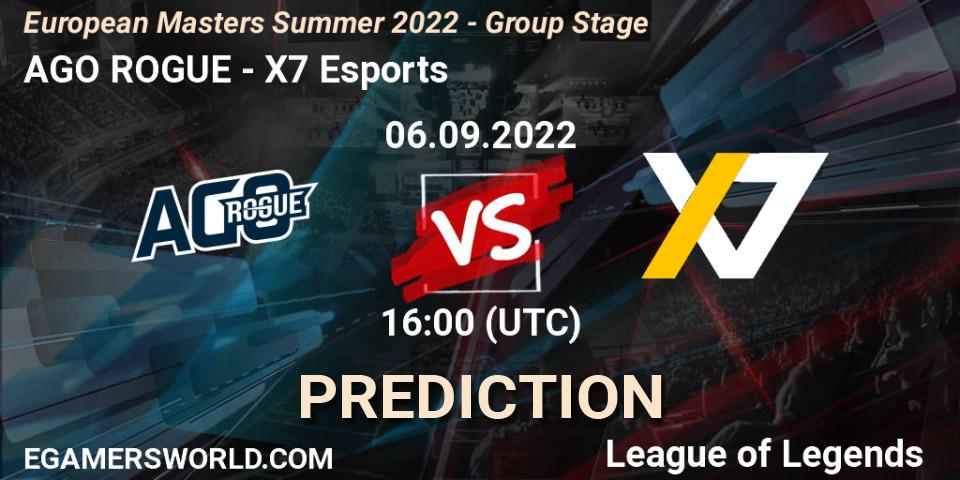 AGO ROGUE - X7 Esports: ennuste. 06.09.2022 at 16:00, LoL, European Masters Summer 2022 - Group Stage