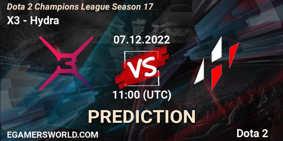 X3 - Hydra: ennuste. 07.12.22, Dota 2, Dota 2 Champions League Season 17