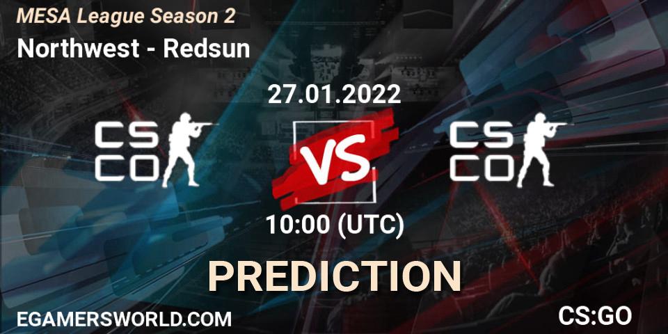 Northwest - Redsun: ennuste. 27.01.2022 at 10:00, Counter-Strike (CS2), MESA League Season 2
