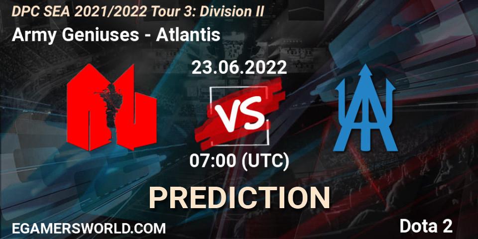 Army Geniuses - Atlantis: ennuste. 23.06.22, Dota 2, DPC SEA 2021/2022 Tour 3: Division II