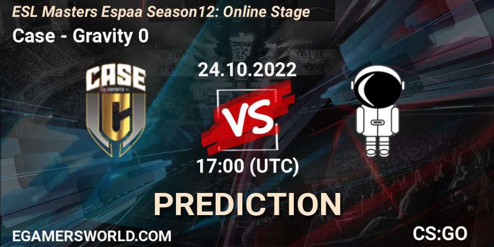Case - Gravity 0: ennuste. 24.10.2022 at 17:00, Counter-Strike (CS2), ESL Masters España Season 12: Online Stage
