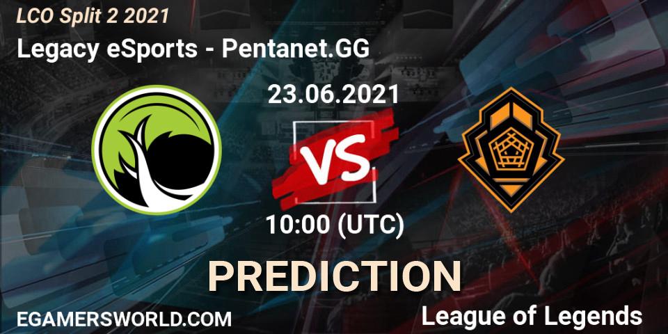 Legacy eSports - Pentanet.GG: ennuste. 23.06.21, LoL, LCO Split 2 2021