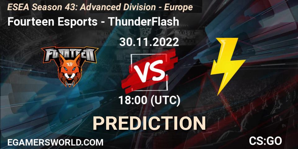 Fourteen Esports - ThunderFlash: ennuste. 30.11.22, CS2 (CS:GO), ESEA Season 43: Advanced Division - Europe