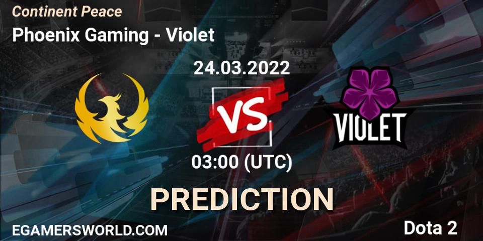 Phoenix Gaming - Violet: ennuste. 24.03.2022 at 03:30, Dota 2, Continent Peace
