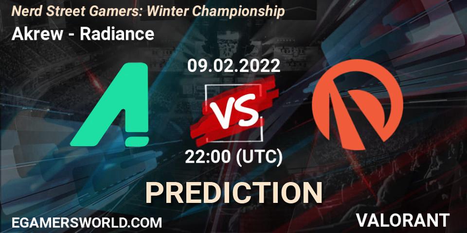 Akrew - Radiance: ennuste. 09.02.2022 at 22:00, VALORANT, Nerd Street Gamers: Winter Championship