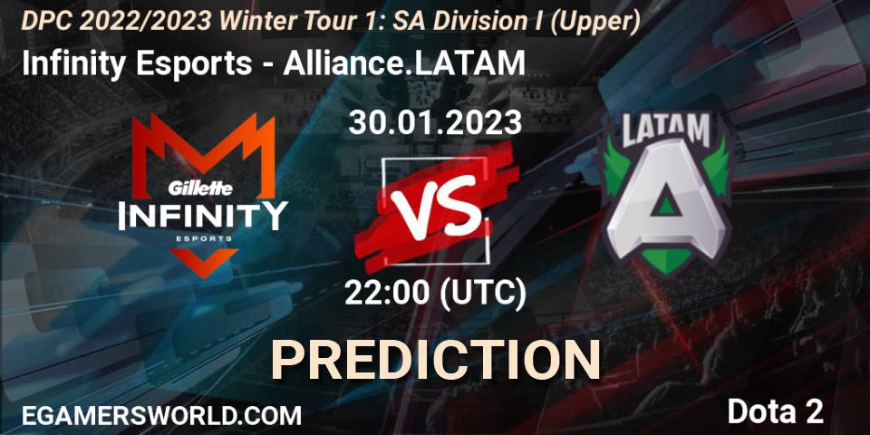 Infinity Esports - Alliance.LATAM: ennuste. 30.01.23, Dota 2, DPC 2022/2023 Winter Tour 1: SA Division I (Upper) 