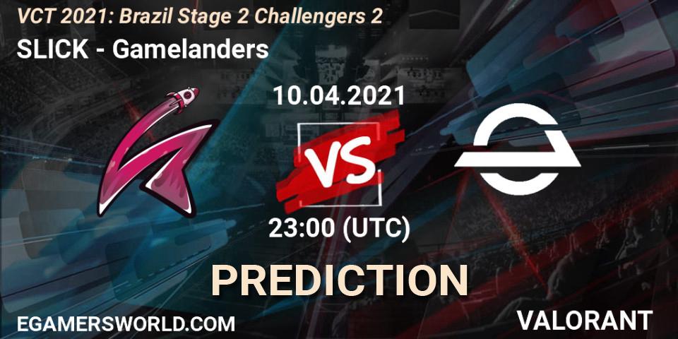 SLICK - Gamelanders: ennuste. 10.04.2021 at 23:00, VALORANT, VCT 2021: Brazil Stage 2 Challengers 2