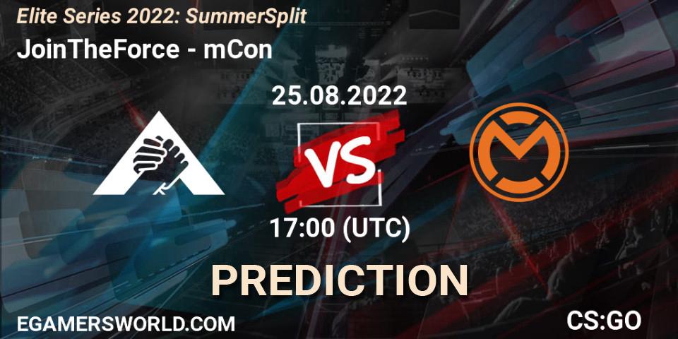 JoinTheForce - mCon: ennuste. 25.08.2022 at 17:00, Counter-Strike (CS2), Elite Series 2022: Summer Split