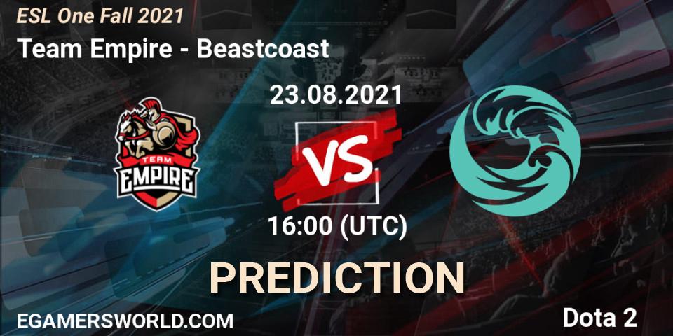 Team Empire - Beastcoast: ennuste. 24.08.2021 at 16:00, Dota 2, ESL One Fall 2021