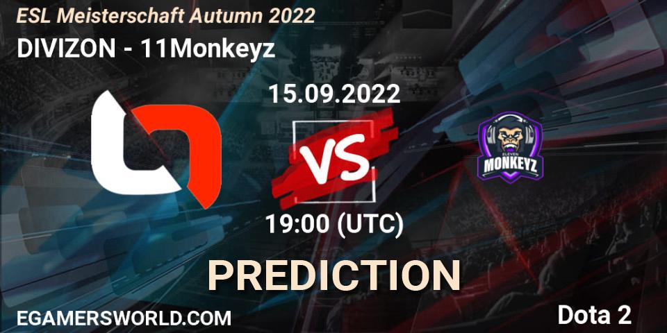 DIVIZON - 11Monkeyz: ennuste. 15.09.2022 at 19:18, Dota 2, ESL Meisterschaft Autumn 2022