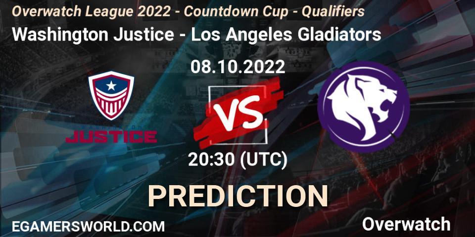 Washington Justice - Los Angeles Gladiators: ennuste. 08.10.2022 at 20:45, Overwatch, Overwatch League 2022 - Countdown Cup - Qualifiers