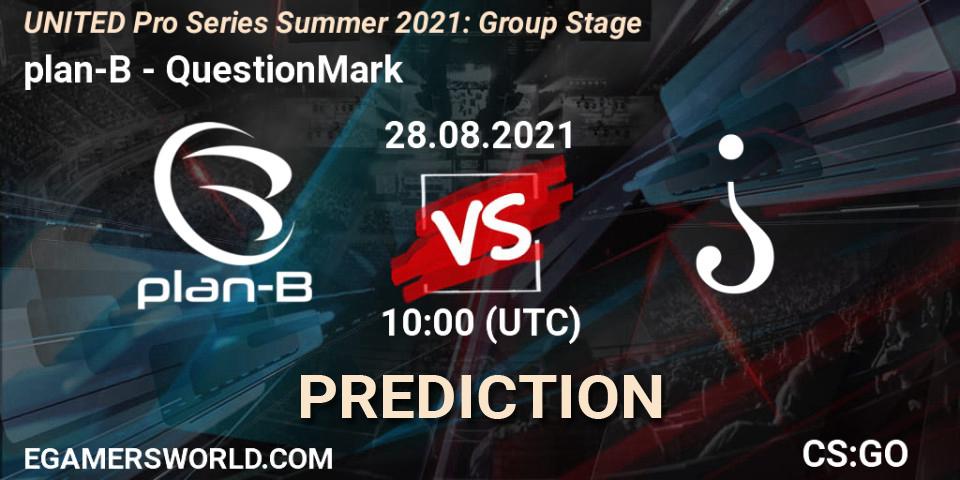 plan-B - QuestionMark: ennuste. 28.08.2021 at 10:00, Counter-Strike (CS2), UNITED Pro Series Summer 2021: Group Stage