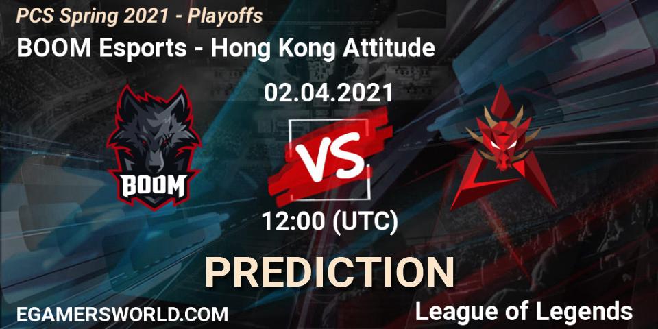 BOOM Esports - Hong Kong Attitude: ennuste. 02.04.2021 at 11:30, LoL, PCS Spring 2021 - Playoffs