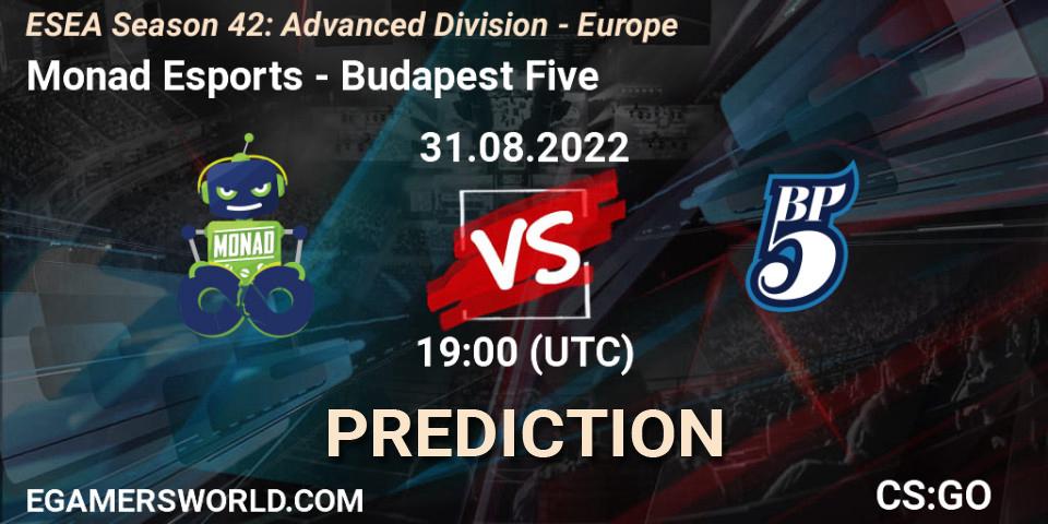 Monad Esports - Budapest Five: ennuste. 31.08.2022 at 19:00, Counter-Strike (CS2), ESEA Season 42: Advanced Division - Europe