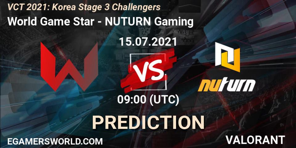 World Game Star - NUTURN Gaming: ennuste. 15.07.2021 at 09:00, VALORANT, VCT 2021: Korea Stage 3 Challengers