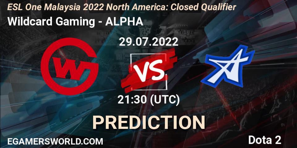 Wildcard Gaming - ALPHA: ennuste. 29.07.22, Dota 2, ESL One Malaysia 2022 North America: Closed Qualifier