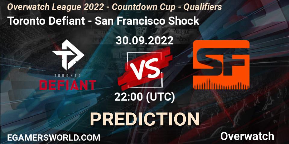 Toronto Defiant - San Francisco Shock: ennuste. 30.09.2022 at 22:00, Overwatch, Overwatch League 2022 - Countdown Cup - Qualifiers