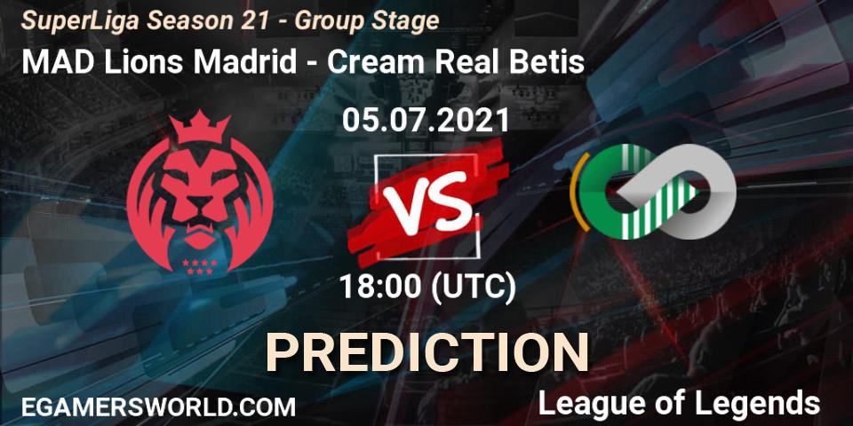 MAD Lions Madrid - Cream Real Betis: ennuste. 05.07.2021 at 18:00, LoL, SuperLiga Season 21 - Group Stage 