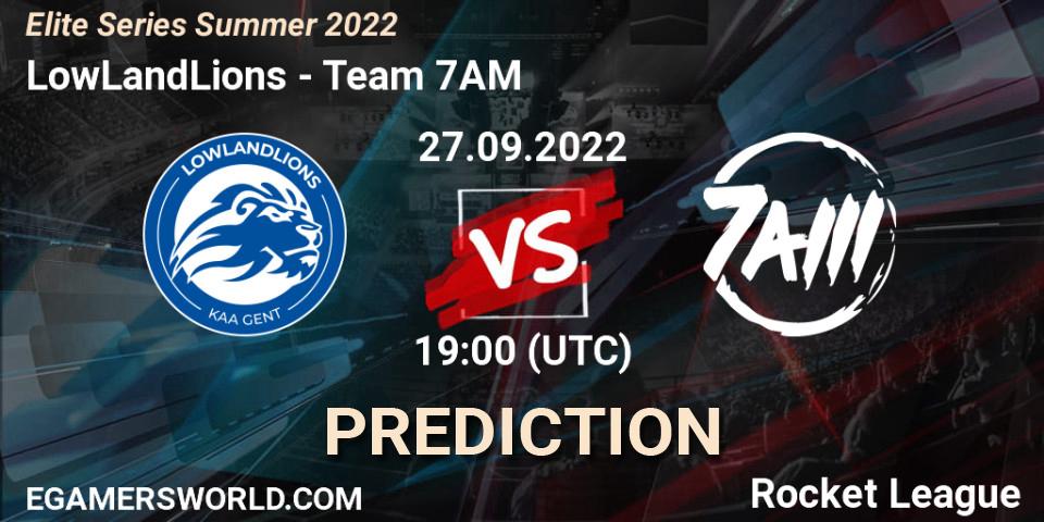 LowLandLions - Team 7AM: ennuste. 27.09.2022 at 19:00, Rocket League, Elite Series Summer 2022