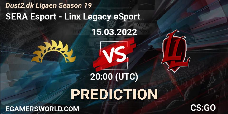 SERA Esport - Linx Legacy eSport: ennuste. 15.03.2022 at 20:00, Counter-Strike (CS2), Dust2.dk Ligaen Season 19