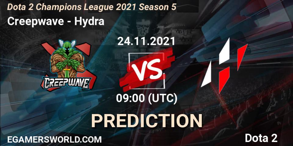 Creepwave - Hydra: ennuste. 24.11.2021 at 18:04, Dota 2, Dota 2 Champions League 2021 Season 5