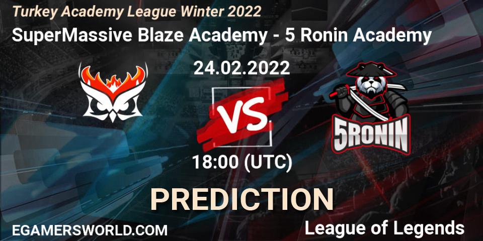 SuperMassive Blaze Academy - 5 Ronin Academy: ennuste. 24.02.2022 at 18:00, LoL, Turkey Academy League Winter 2022