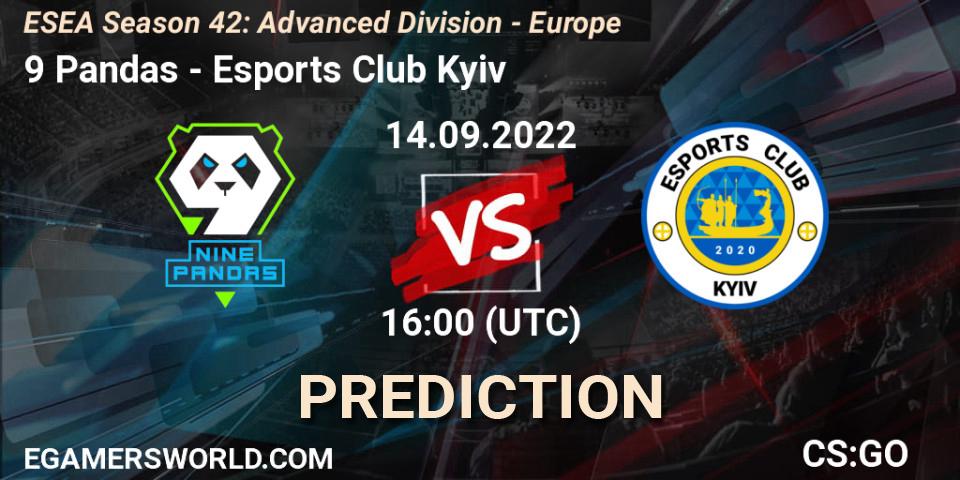 9 Pandas - Esports Club Kyiv: ennuste. 14.09.2022 at 17:00, Counter-Strike (CS2), ESEA Season 42: Advanced Division - Europe