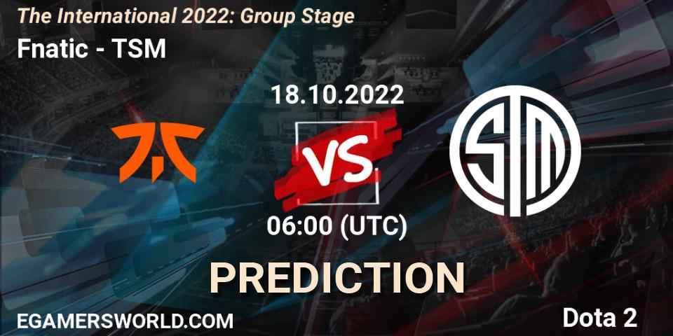 Fnatic - TSM: ennuste. 18.10.2022 at 07:03, Dota 2, The International 2022: Group Stage